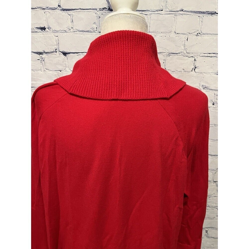 CYRUS Women's PLUS Size 1X Cowl Neck Tunic Sweater Cab Red Waffle Knit - $110 - Picture 6 of 8